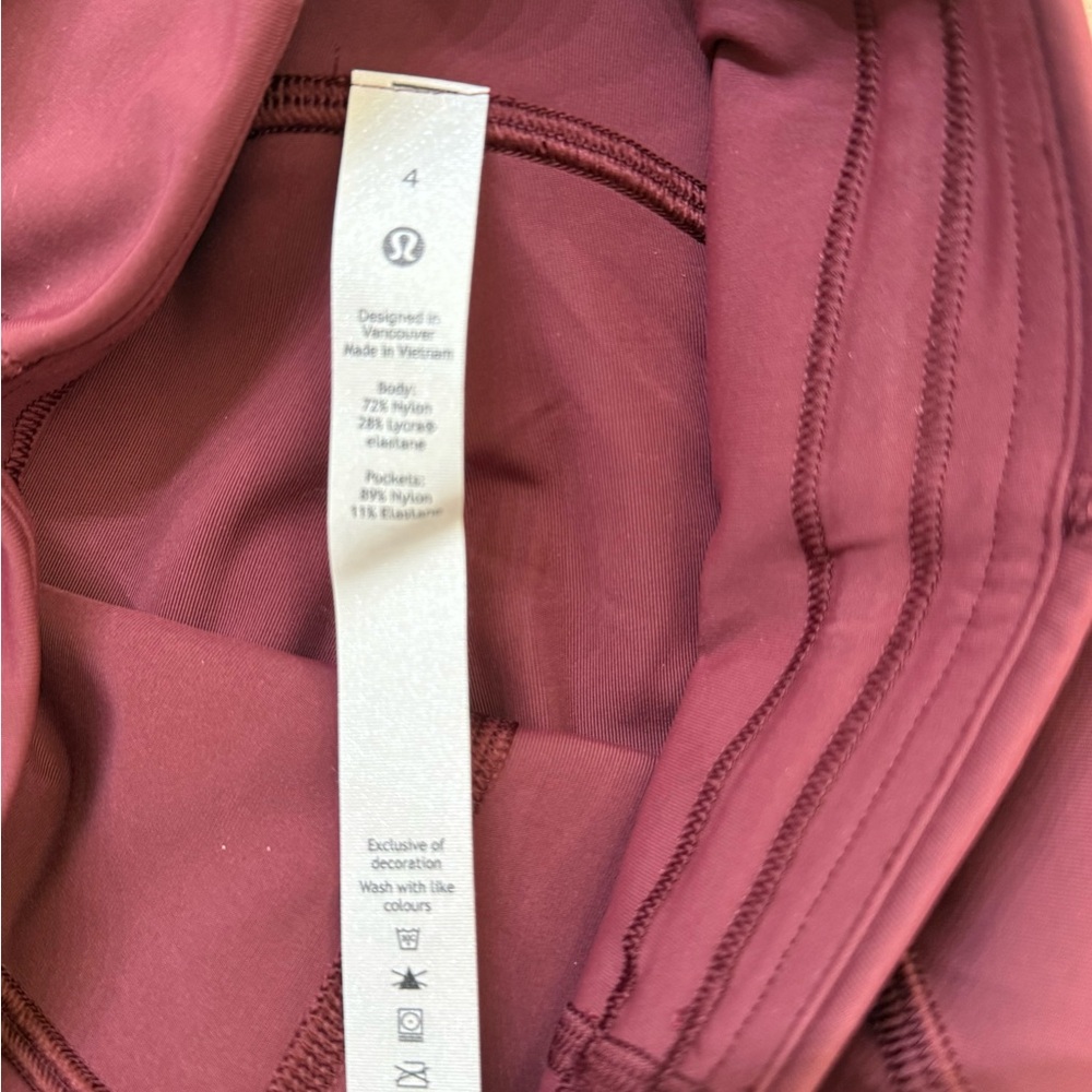 Lululemon Power Thru High Rise Burgundy Tight 28” NWT - Picture 4 of 7